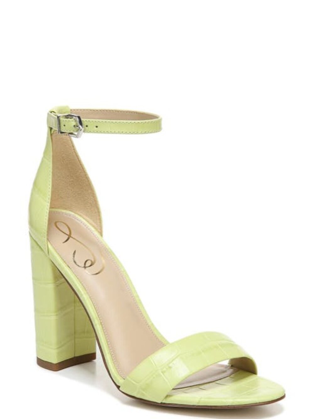 Sam Edelman Yaro Ankle Strap Sandal Women's 6.5 Kiwi Crocodile 65% off Retail